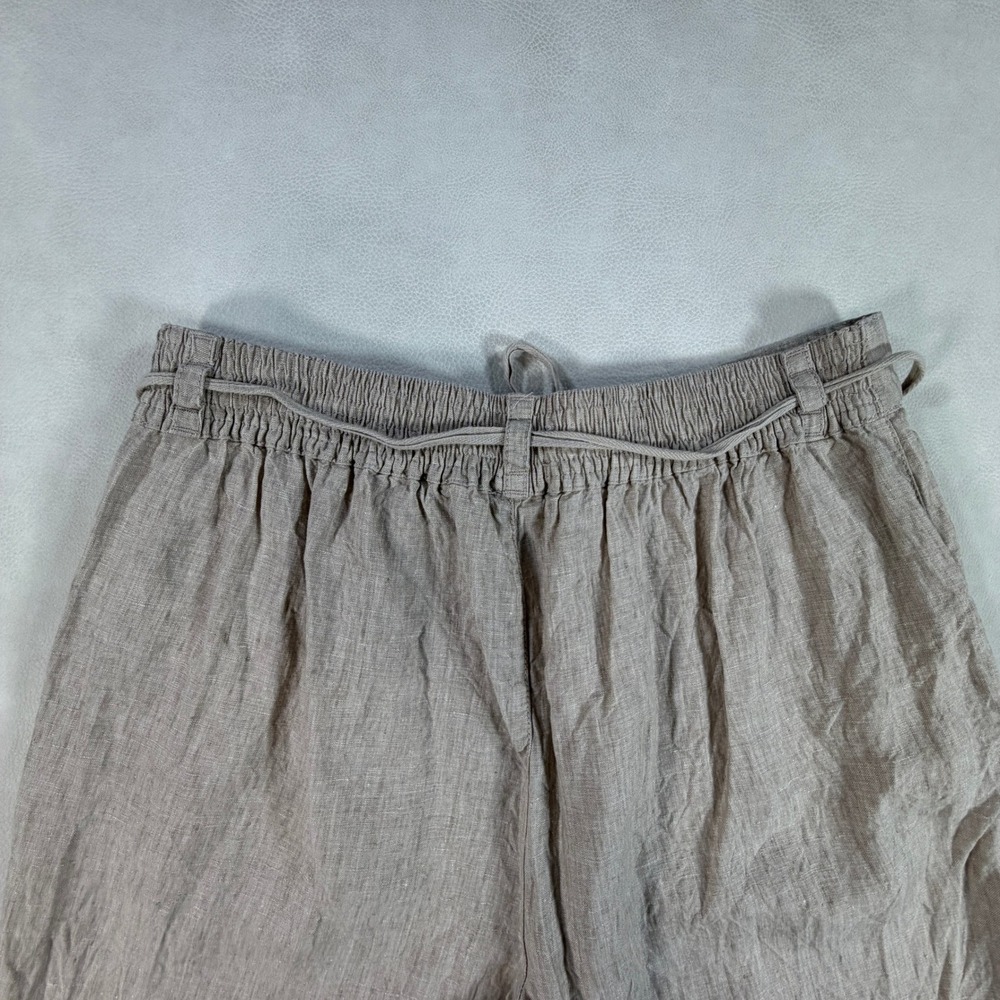 Halston Womens Large Oatmeal Beige 100% Linen Wide Leg Crop Size L - Picture 15 of 15